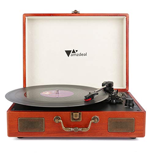 amzdeal Giradischi Vinile 3 Velocità (33 / 45 / 78 Giri) Stereo Portatile ,...