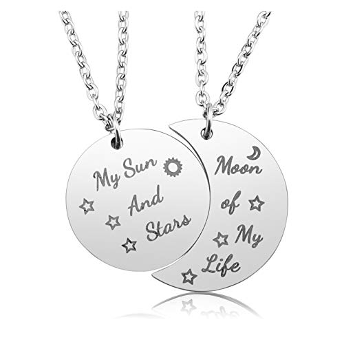 Zysta 2pcs Collana Coppia in Aciaio Inox con Ciondolo a Non Personalizzare