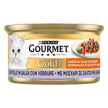 Carica l'immagine nel visualizzatore di Gallery, Purina Gourmet Gold Dadini in Salsa Cibo Umido per Gatto con Vitello in Salsa con Verdure, 24 Lattine da 85g