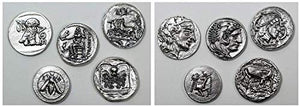 Monete Antiche Greche placcate Argento - Riproduzione Tetradrammi - SET 5...