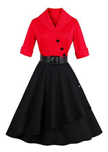 Carica l'immagine nel visualizzatore di Gallery, VERNASSA Vestiti Retro 50s, Vintage 3/4 Manicotto Audrey L, 1523-rosso