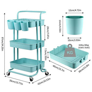 alvorog Carrello da Cucina, di Servizio, Scaffale 3 Blu