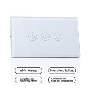 meross Wifi Smart Interruttore Parete Italiana Intelligente, 1/2/3 Gang...