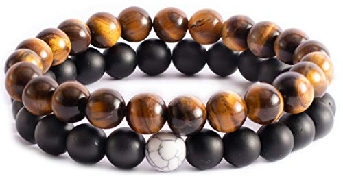 EPOSH Set 2 Bracciali da Uomo in Pietre Naturali | Stile: Indie, Rock, Navy... - Ilgrandebazar