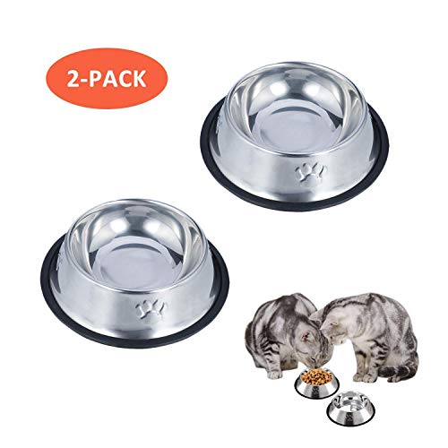 Jiuhao - Ciotole per gatti, 2 pezzi, uso alimentare, in acciaio inox,...