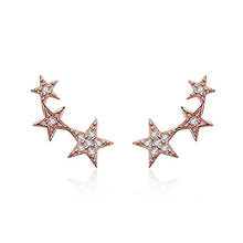 Carica l&#39;immagine nel visualizzatore di Gallery, Orecchini in argento sterling 925, Oro rosa Stile delle stelle Rose