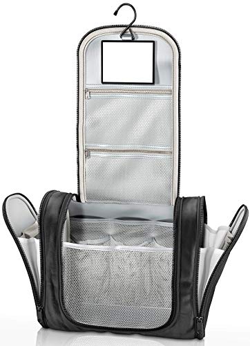 Borsetta da bagno appendere con specchio e tasche interne per uomini,...