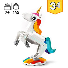 Carica l&#39;immagine nel visualizzatore di Gallery, LEGO 31140 Creator Unicorno Magico con Arcobaleno, Set 3 in 1 con Animali Giocattolo Fantastici, Cavalluccio Marino e Pavone, Idea Regalo di Compleanno per Bambine e Bambini