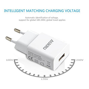 Aukru Caricabatterie USB da Muro Portatile 5V2A per Smartphone, 1 Adapter - Ilgrandebazar