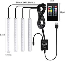 Carica l'immagine nel visualizzatore di Gallery, Luci LED Interne Auto, 4 Strisce 48 Lampadine Multicolore Impermeabili, Kit...