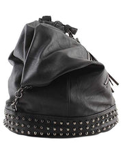 Carica l&#39;immagine nel visualizzatore di Gallery, Zaino Donna con Borchie in Pelle pu a Sacco Nero, Zainetto Borchiato per Nero