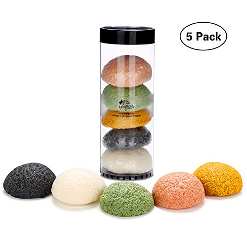 Konjac Spugna, 5 Pezzi Miss Gorgeous Spugna Viso e Corpo con Tè Verde, 100%... - Ilgrandebazar
