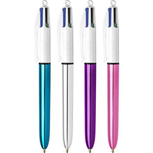 Carica l'immagine nel visualizzatore di Gallery, Bic - Penna a Sfera "4 Colour Shine", Confezione da 3, Colori Assortiti - Ilgrandebazar