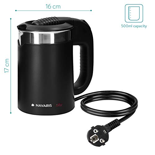 Navaris Mini Bollitore Acqua da Viaggio 0,5L - Boiler Piccolo