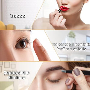 Auxmir Specchio Ingranditore 10X con 3 Ventose, Specchio Trucco 15M, Specchio Cosmetico Adatto per Trucco Precisa, Depilare Sopracciglia, Pinzare, Eliminare Punti Neri, Ideale per Casa e Viaggio