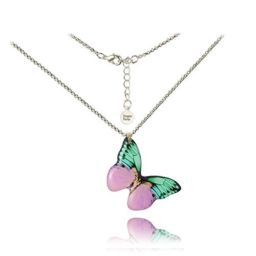 Collana con Ciondolo a Forma di Farfalla Color Lilla Verde Chiaro Romantica... - Ilgrandebazar