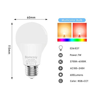 Lampadine Intelligente Wifi E27 A60 LED RGBCW 7W Multicolore E27, 1 Pezzi