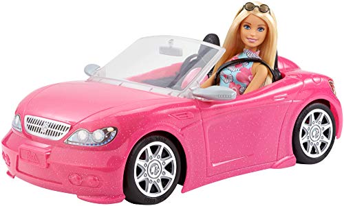 Barbie-con Auto Cabrio, Playset con Bambola e Macchina Rosa, FPR57 - Ilgrandebazar