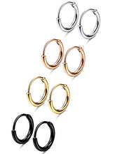 Carica l&#39;immagine nel visualizzatore di Gallery, Jstyle Gioielli in Acciaio Inossidabile Orecchini a Cerchio da Uomo Donna 4... - Ilgrandebazar