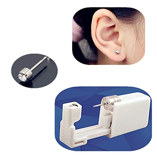2 Pistole Sterili Monouso Per Piercing All'orecchio, Con Orecchini In Acciaio Inox E Zirconi, Pronte All'uso