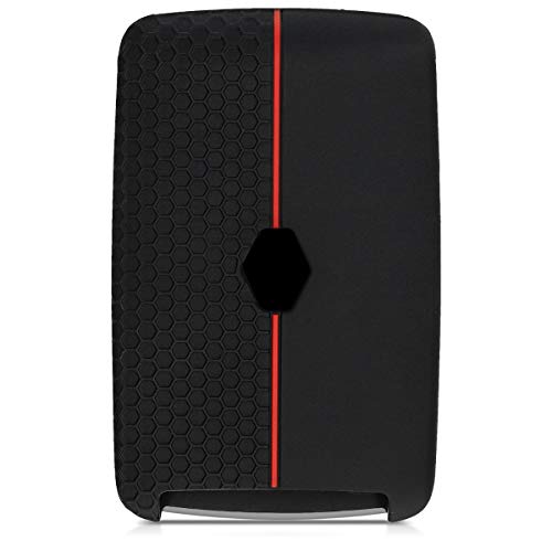 Kwmobile Cover In Silicone Per Chiave Renault Keyless Go (4 Tasti) – Antiurto, Antigraffio, Texture A Nido D'Ape, Nero/Rosso
