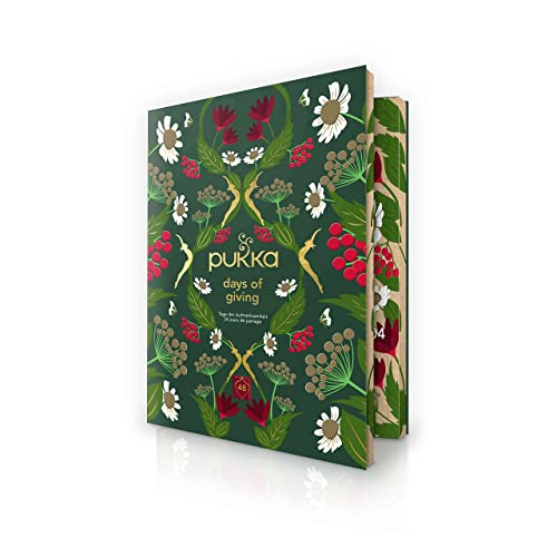 Pukka Herbs | Calendario dell'Avvento con tisane biologiche Days of Giving | Idea regalo da condividere | Eco-friendly e sostenibile | Senza cioccolato | Senza lattosio | 48 filtri | 24 gusti
