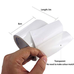 LANUCN Nastro di Riparazione per tendone 5 m, Nastro Adesivo Trasparente Resistente per Tenda/Tenda da Sole/Gazebo Rivestiti in PVC (8cm x 5m)