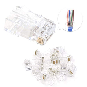VCE 50 Pezzi Connettori Ethernet RJ45 Passante Cat6 Lan Plug 50P