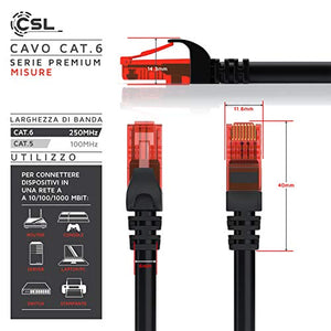 CSL - 3m Cavo di Rete - Cat.6 Ethernet Gigabit LAN RJ45-10 100 I 3,0m Nero