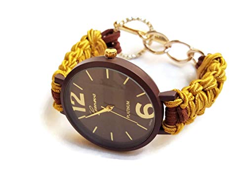 Orologio Elegante da Polso Donna Marrone Oro Bracciale di Nastro Regolabile... - Ilgrandebazar