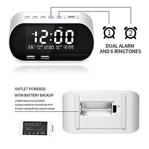 CHIMAERA Sveglia Digitale,FM Orologio,Radiosveglia da Comodino con White