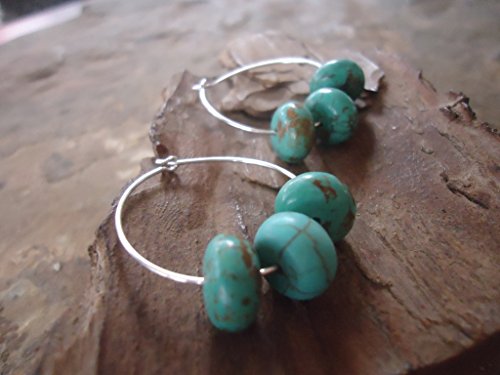★ ORECCHINI DI BIANCO con TURQUOISE ★ piccoli orecchini, creoli (1662)