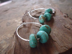 ★ ORECCHINI DI BIANCO con TURQUOISE ★ piccoli orecchini, creoli (1662)