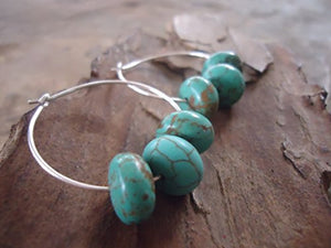★ ORECCHINI DI BIANCO con TURQUOISE ★ piccoli orecchini, creoli (1662)