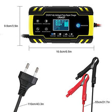 Carica l&#39;immagine nel visualizzatore di Gallery, URAQT Caricabatteria Auto, 12V/24V 8A Multi Protezioni Caricatore Giallo