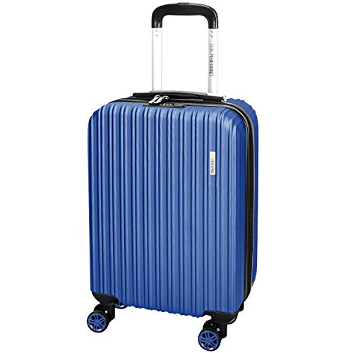 DONPEREGRINO Valigia Bagaglio a Mano 55x35x20 Leggero & 55cm Cabina, Blu