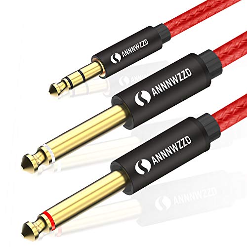 LinkinPerk Cavo AUX 3,5mm a Doppio 6,35mm,Cavo Jack Mono Stereo 3.5 a 1M