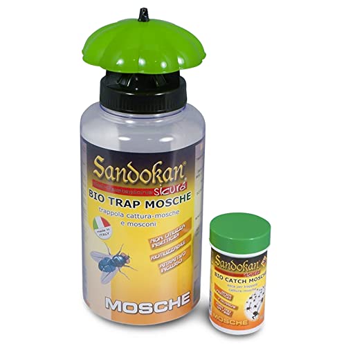 Sandokan Bio Trappola per mosche e insetti con attrattivo Riutilizzabile per uso all'aperto