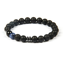 Carica l&#39;immagine nel visualizzatore di Gallery, GOOD.designs ® Bracciale con perle di lava nera o onice (per uomo e Blu - Ilgrandebazar