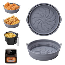 Carica l&#39;immagine nel visualizzatore di Gallery, Alyvisun 2 Pezzi Accessori in Silicone per Air Fryer Teglie per Friggitrice ad Aria Contenitori Cestello Riutilizzabile Rotondo Tappetino Stampi per Airfryer, Microonde, Forno (Grigio)