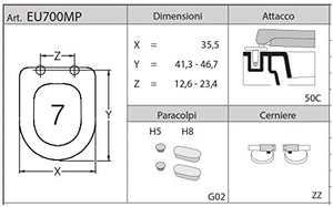 Sì Ideal Standard Esedra Sedile Copriwater Dedicato, Bianco - Ilgrandebazar