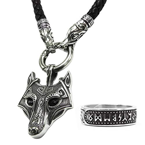 BaviPower - Collana in pelle intrecciata con ciondolo a forma di testa di... - Ilgrandebazar