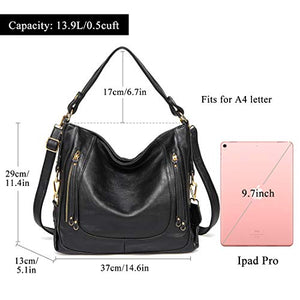 Kasgo Borsa Donna, Grande Borse Tracolla Pelle PU a Spalla Moda Nero