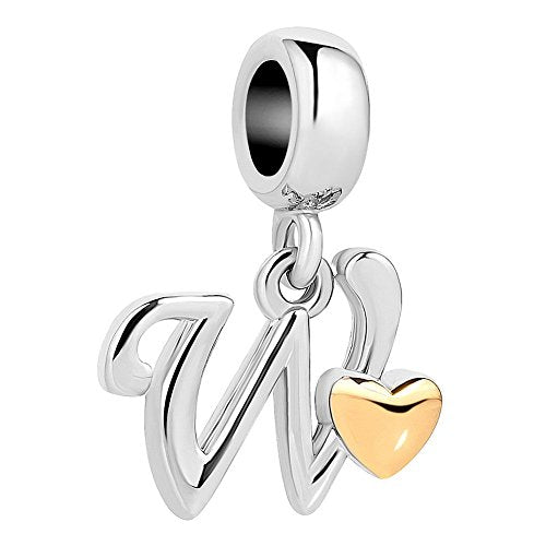 Uniqueen - Ciondolo per braccialetti a forma di lettera (A-Z) con cuoricino... - Ilgrandebazar
