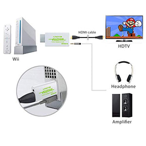 LiNKFOR Wii Convertitore con Cavo HDMI 3ft/Convertitore a HDMI/Wii Bianco