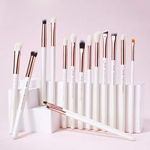Carica l&#39;immagine nel visualizzatore di Gallery, Jessup 15Pz Bianco perla/Oro rosa Set di pennelli per trucco professionale...