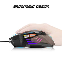 Carica l'immagine nel visualizzatore di Gallery, QueenDer Mouse Gaming,Gioco/Lavoro Wired USB Mouse,Ergonomico Lampada black