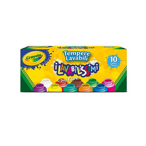 CRAYOLA I Lavabilissimi - 10 Tempere Lavabili per Bambini, Confezione da 10 Barattolini da 59 ml, per lavoretti e decorazioni, Età Consigliata: da 3 Anni