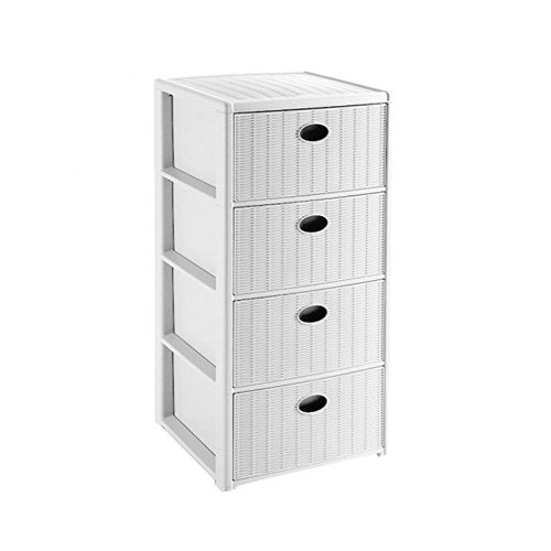 Stefanplast Cassettiera Elegance 4 cassetti, bianco 40x40x80 cm, Bianco