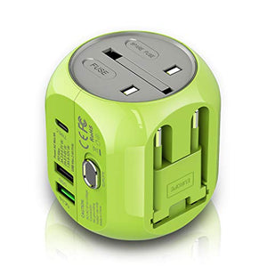 Milool Adattatore Universale da Viaggio con QC3.0 Quick Charge 2 Porte Verde